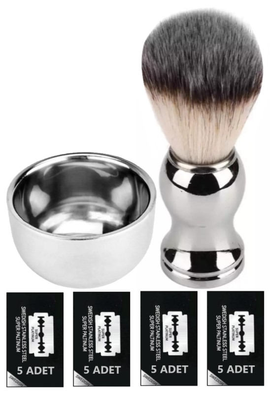 Qualis Shave F10 Tıraş Fırçası + Kase + 20 Adet Platinum Yaprak Jilet
