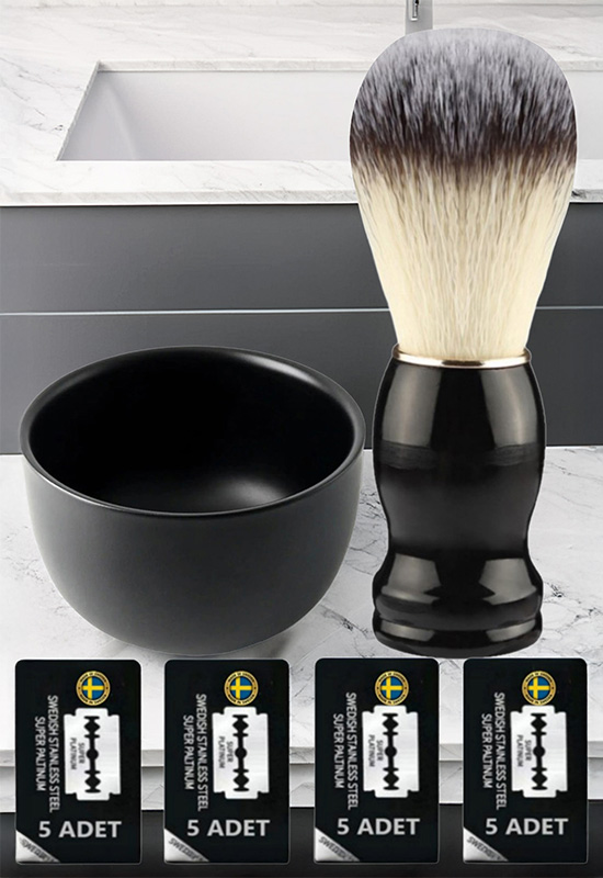 Qualis F8 Tıraş Fırçası + Kase + 20 Adet Platinum Yaprak Jilet