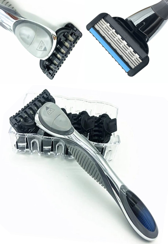 Qualis Shave J9 Kartuşlu Tıraş Makinesi + 12 Adet Kartuş Jilet -5 Bıçaklı