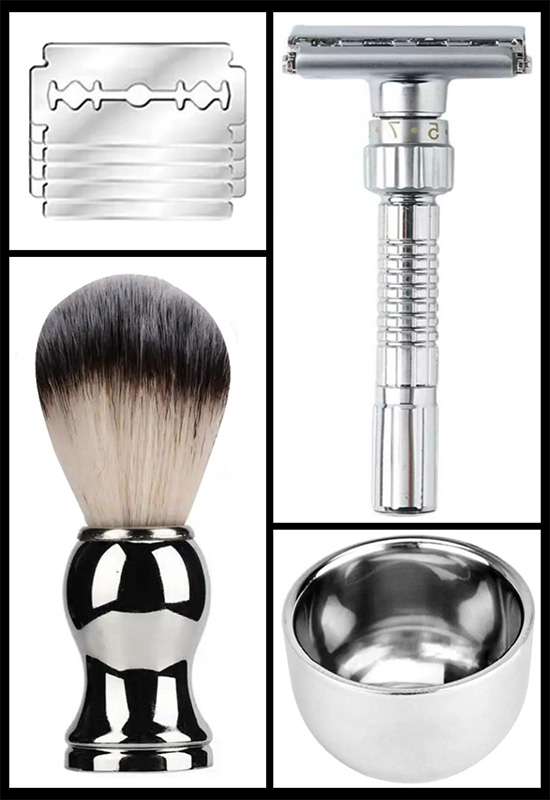 Qualis Q8 Full Metal Manuel Tıraş Makinesi + F10 Fırça + Kase + 5 Adet Platinum Yaprak Jilet