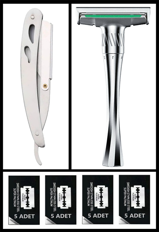 Qualis Q9 Full Metal Manuel Tıraş Makinesi + U3 Full Metal Ustura + 20 Adet Platinum Yaprak Jilet