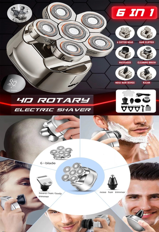 Qualis D15 6 Kafa Tıraş Makinesi + R4 Elektrikli Şarj edilebilir Saç Kesme Tıraş Makinesi