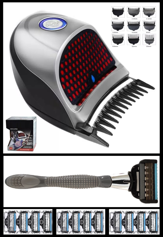 Qualis D2 Elektirikli Saç Tıraş Makinesi + 9 Kılavuz Tarak + J9 Holder + 12 Adet Kartuş -5 Bıçak