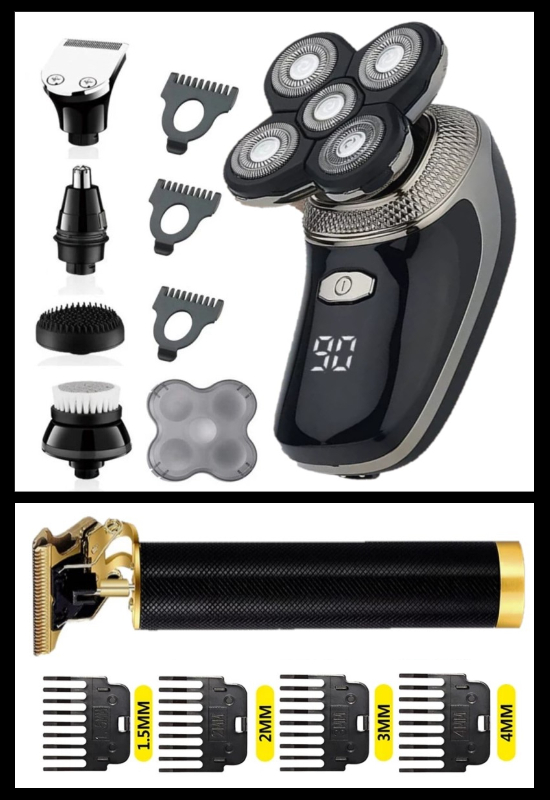 Qualis D8 5 Kafa Tıraş Makinesi + R4 Elektrikli Şarj edilebilir Saç Kesme Tıraş Makinesi