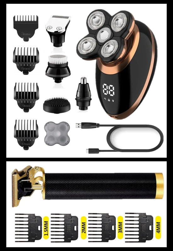 Qualis D9 5 Kafa Tıraş Makinesi + R4 Elektrikli Şarj edilebilir Saç Kesme Tıraş Makinesi
