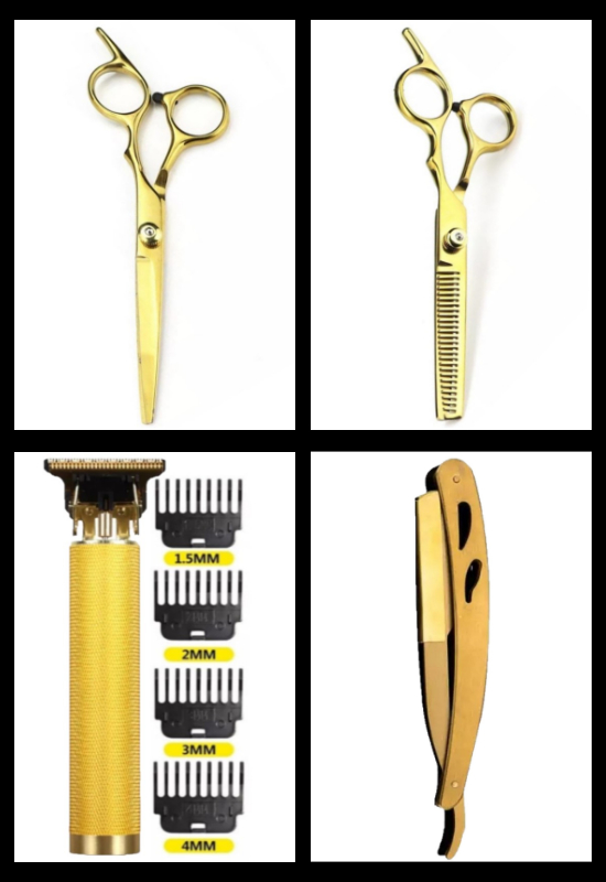 Qualis Shave R4 Tıraş Makinesi + U3 Ustura + M8 Kesme + Inceltme Makas Set -6inç/15 cm